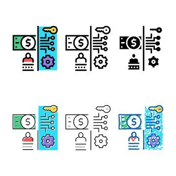 Electronic simplified money security color icon vector Illustrazione stock