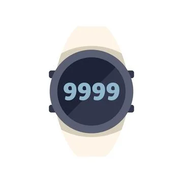 Electronic smartwatch displaying 9999 steps on white background Stock Illustration