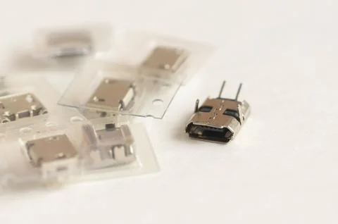 Electronic socket IC Solid DIP wide WI rewrap IC socket micro USB Stock Photos