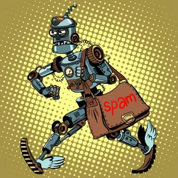 Electronic spam robot postman email Stock Illustration