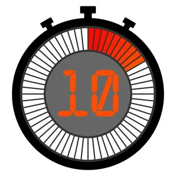 Electronic stopwatch with a gradient dial starting with red. 10 seconds Stock Illustration