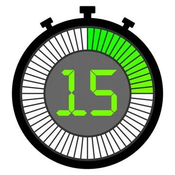 Electronic stopwatch with a gradient dial starting with green. 15 seconds Stock Illustration