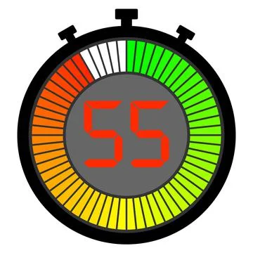 Electronic stopwatch with a gradient dial starting with green. 55 seconds Stock Illustration