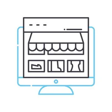 Electronic storefront line icon, outline symbol, vector illustration, concept Stock Illustration