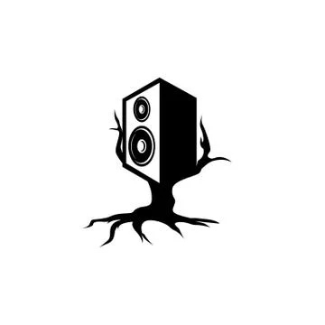 Electronic sub woofer speaker on tree vector icon Stock Illustration