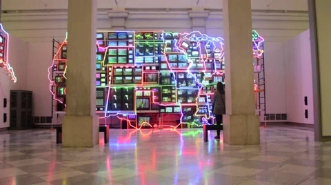 Electronic Super Gallery in American Museum of the Art Stock Footage