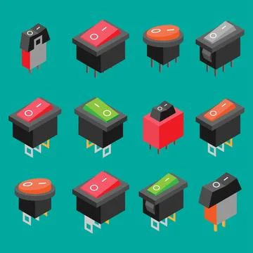 Electronic Switches isometric vector illustration Stock Illustration