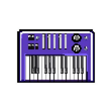 Electronic synthesizer audio pixel art vector illustration Stock Illustration