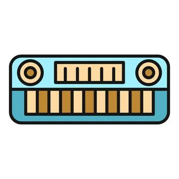 Electronic synthesizer keyboard flat icon vector design Stock Illustration