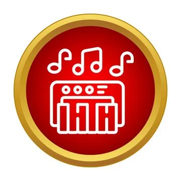 Electronic synthesizer keyboard with musical notes icon Illustrazione stock