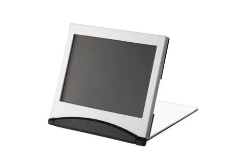 Electronic table clock, calendar with blank screen. Template for text or desi Stock Photos