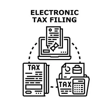 Electronic tax filing process management online Stock Illustration