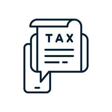 Electronic Tax return form on smartphone vector line icon Stock Illustration