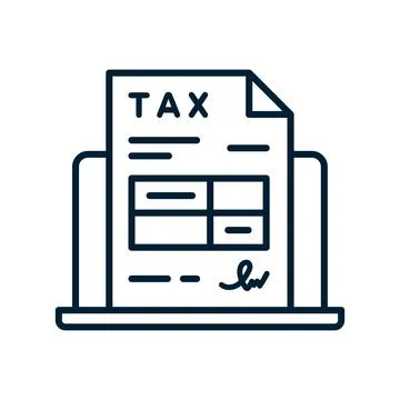 Electronic Tax return form vector line icon Stock Illustration