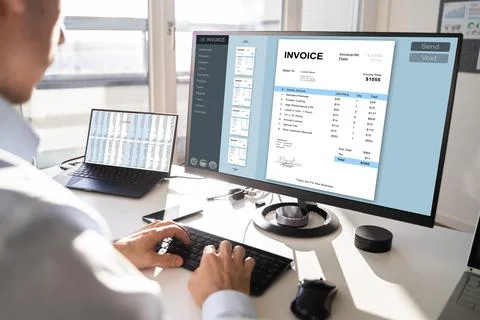 Electronic Tax Software On Computer Foto stock