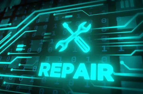 Electronic technical support concept. Repair Tools Technology Illustrazione stock