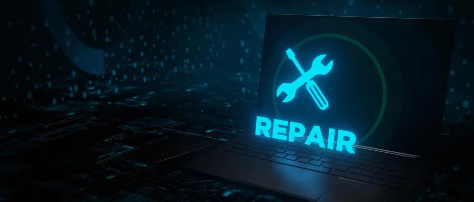 Electronic technical support Data Repair concept. Wrenches Screw Driver 3D Re 写真素材