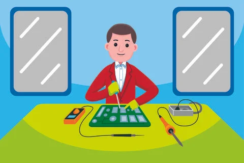 Electronic Technician Profession Stock Illustration