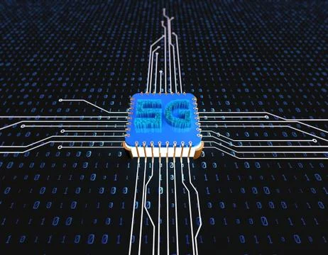 Electronic technology 5G network, circuit board and data transmission Illustrazione stock