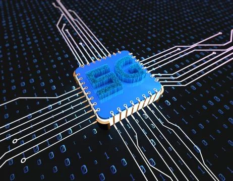 Electronic technology 5G network, circuit board and data transmission Illustrazione stock