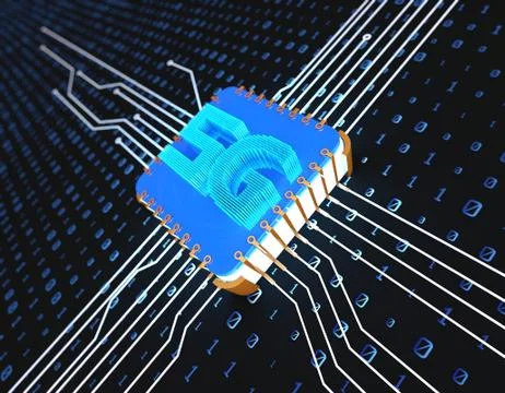 Electronic technology 5G network, circuit board and data transmission Illustrazione stock