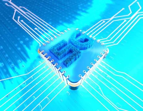 Electronic technology 5G network, circuit board and data transmission Illustrazione stock