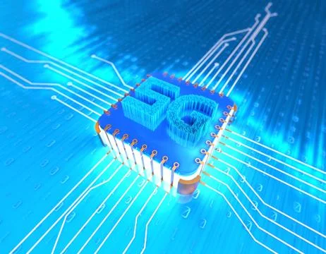 Electronic technology 5G network, circuit board and data transmission Stock Illustration