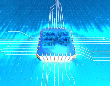 Electronic technology 5G network, circuit board and data transmission Stock Illustration