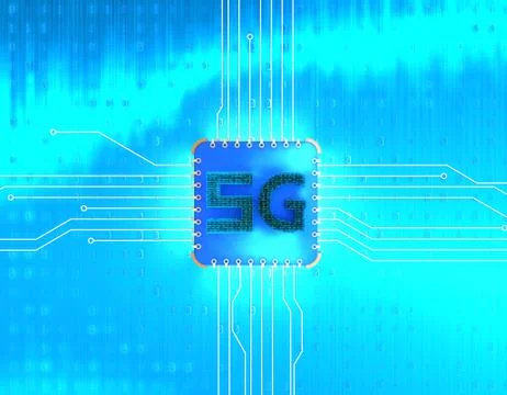 Electronic technology 5G network, circuit board and data transmission Illustrazione stock