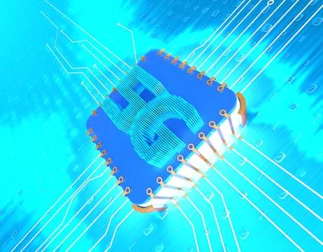 Electronic technology 5G network, circuit board and data transmission Stock Illustration