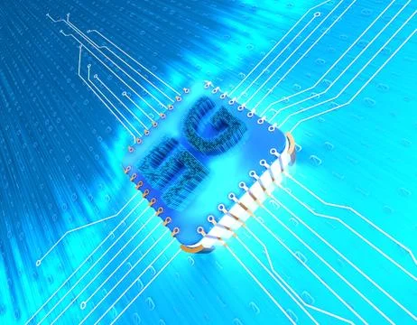 Electronic technology 5G network, circuit board and data transmission Illustrazione stock