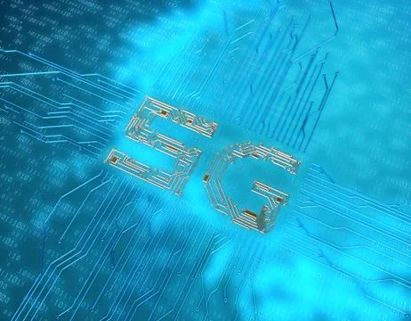 Electronic technology 5G network, circuit board and data transmission Illustrazione stock