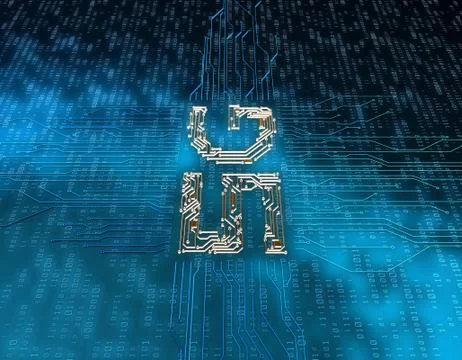 Electronic technology 5G network, circuit board and data transmission Illustrazione stock