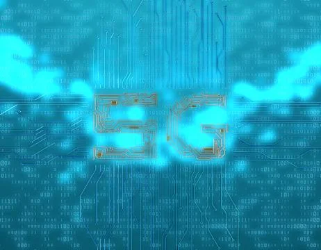 Electronic technology 5G network, circuit board and data transmission Illustrazione stock
