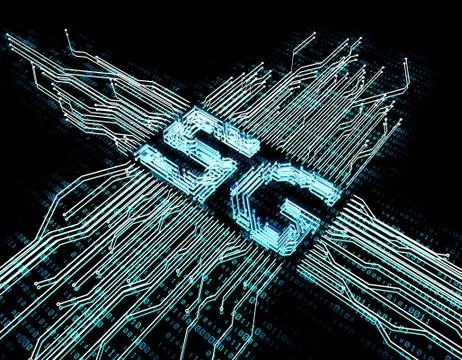 Electronic technology 5G network, circuit board and data transmission Stock Illustration
