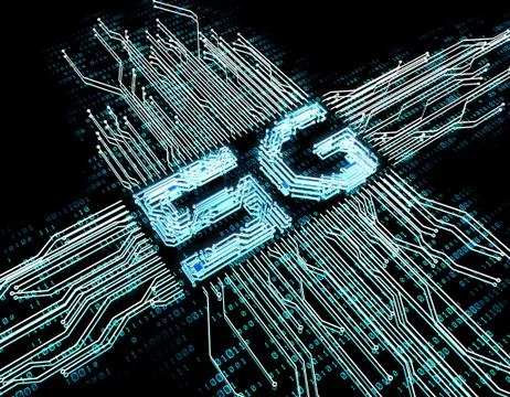 Electronic technology 5G network, circuit board and data transmission Stock Illustration