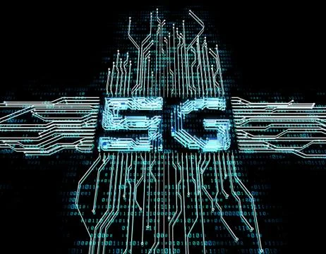 Electronic technology 5G network, circuit board and data transmission Illustrazione stock