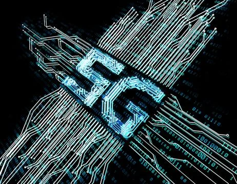 Electronic technology 5G network, circuit board and data transmission Illustrazione stock