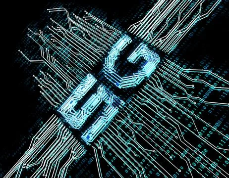 Electronic technology 5G network, circuit board and data transmission Illustrazione stock