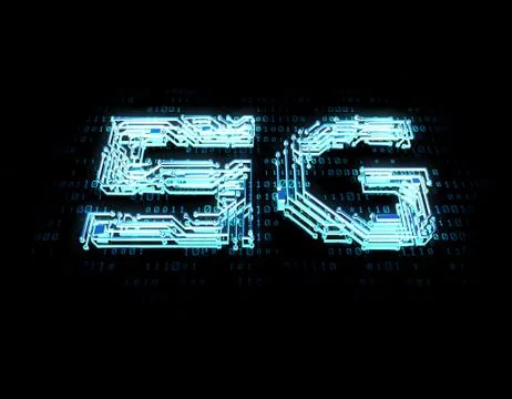 Electronic technology 5G network, circuit board and data transmission Illustrazione stock