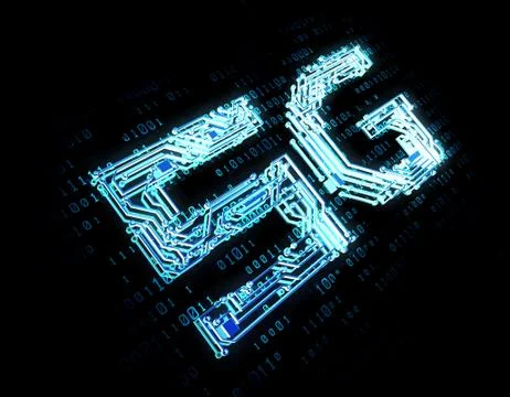 Electronic technology 5G network, circuit board and data transmission Illustrazione stock