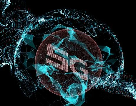 Electronic technology 5G network, data transmission and storage Stock Illustration