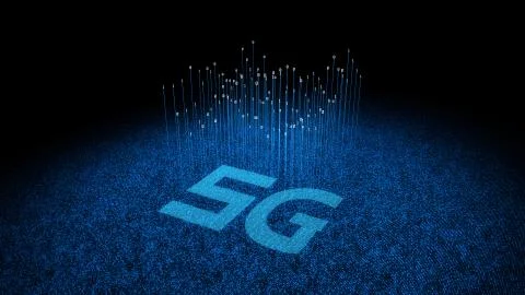 Electronic technology 5G network, data transmission and storage Illustrazione stock