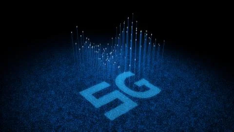 Electronic technology 5G network, data transmission and storage Illustrazione stock