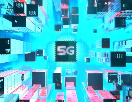 Electronic technology 5G network, urban core network transmission Ilustración de archivo