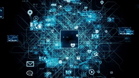 Electronic technology concept. electronic circuit. Communication network. Stock Footage 130094212