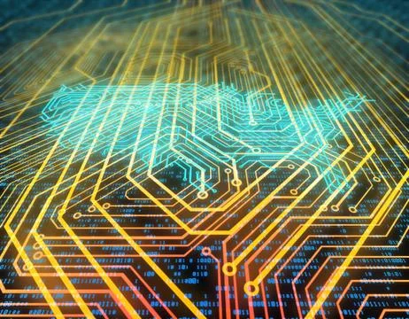 Electronic technology network data, American map, smart circuit board Stock Illustration