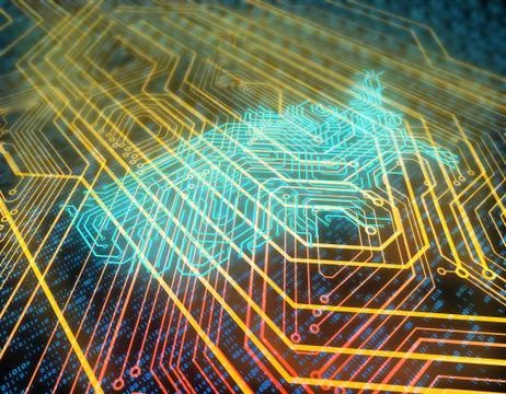 Electronic technology network data, American map, smart circuit board Stock Illustration