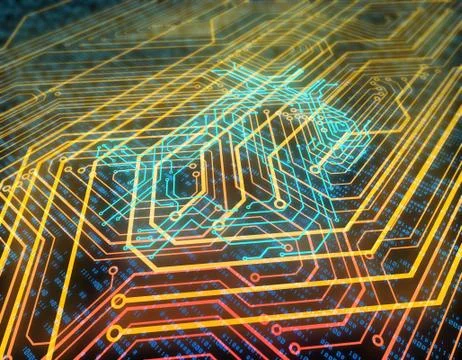 Electronic technology network data, bitcoin, smart circuit board イラスト素材
