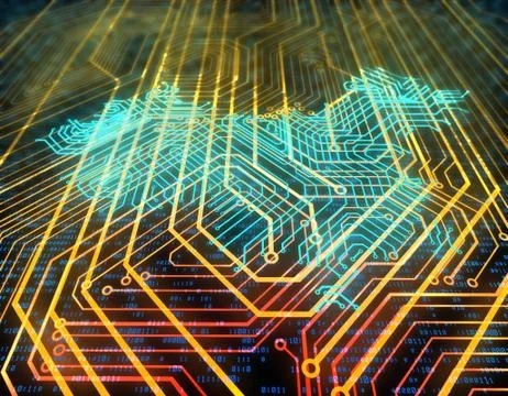 Electronic technology network data, China map, smart circuit board Stock Illustration